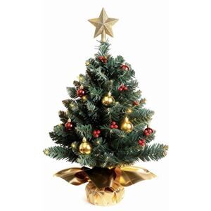 Liecho 24 Inch Tabletop Mini Decorated And Lighted Christmas Tree Gold